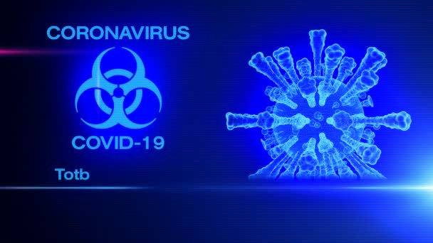 Video Animation Coronavirus Characteristics Counter Blue Background 2019 Ncov — Stockvideo