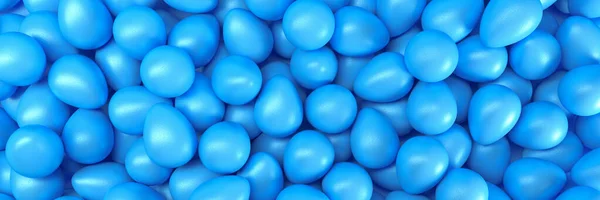 3d renderização de muitos ovos de Páscoa em azul — Fotografia de Stock