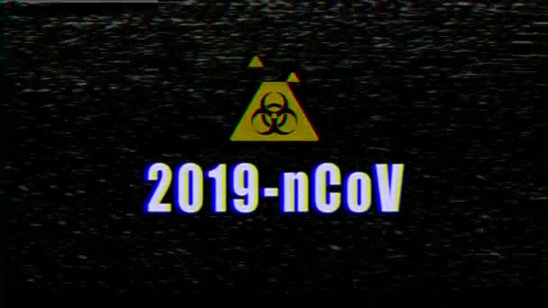 Video Animation Television Screen Noise Message 2019 Ncov Generated Glitch — Stock Video