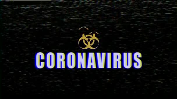 Video Animatie Van Een Televisiescherm Met Geluid Het Bericht Coronavirus — Stockvideo