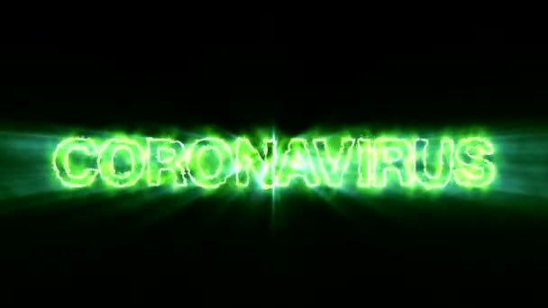 Video Animation Message Coronavirus Green Font Black Background Seamless Loop — Stock Video