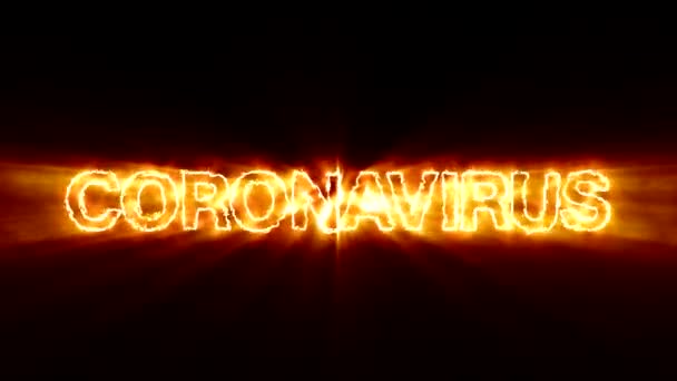 Video Animation Message Coronavirus Written Fire Black Background Seamless Loop — Stock Video