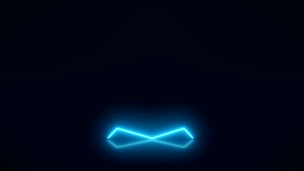 Video Animation Glowing Neon Lines Blue Reflecting Floor Abstract Background — Stock Video