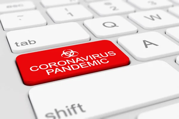 Rendu Clavier Avec Une Touche Rouge Message Pandémie Coronavirus — Photo