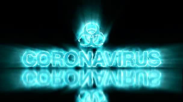 Animación Vídeo Del Mensaje Coronavirus Fuente Azul Sobre Fondo Negro — Vídeos de Stock