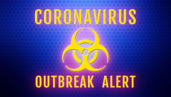 Illustation Mensagem Coronavirus Alerta Surto Sinal Risco Biológico Amarelo Fundo — Fotografia de Stock