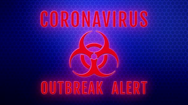 Coronavirus Yanıp Sönen Mesajı Ile Video Animasyonu Salgın Uyarısı Kırmızı — Stok video