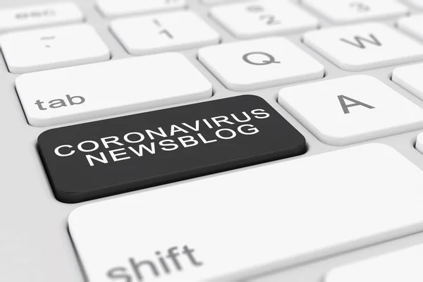 Рендеринг Клавиатуры Черной Клавишей Сообщение Coronavirus Newsblog — стоковое фото
