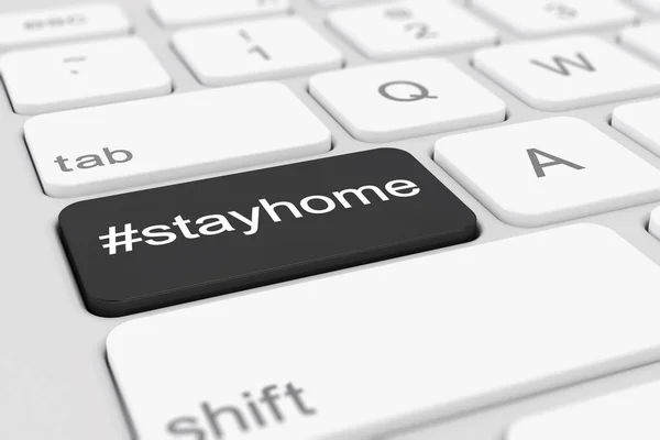 Render Keyboard Black Key Message Hashtag Stay Home Coronavirus — Stock Photo, Image