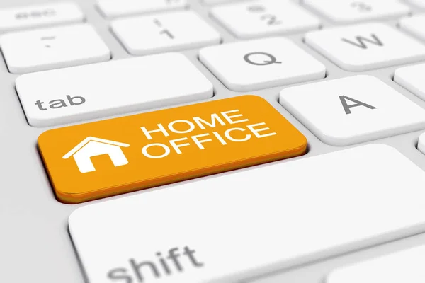 Render Keyboard Orange Key Message Home Office Coronavirus — Stock Photo, Image