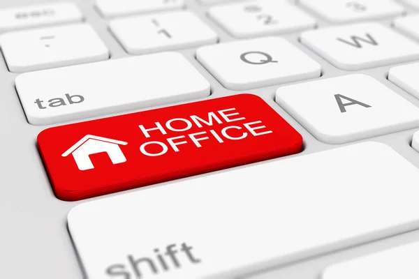 Render Keyboard Red Key Message Home Office Coronavirus — Stock Photo, Image
