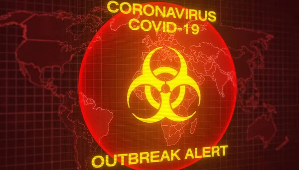 Ilusão Mapa Mundo Que Mostra Eclosão Coronavírus Mensagem Aviso Alerta — Fotografia de Stock