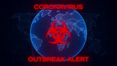 Koronavirüs salgınını ve koronavirüs salgınını gösteren bir dünya haritasının video animasyonu -