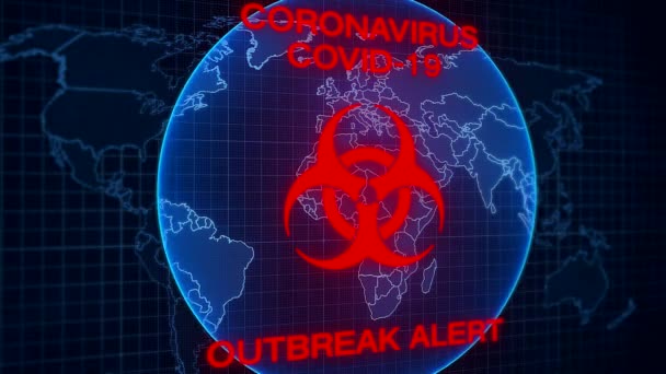 Video Animace Mapy Světa Zobrazující Vypuknutí Koronaviru Upozornění Vypuknutí Epidemie — Stock video