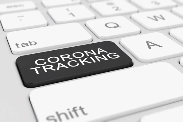 Render Billentyűzet Fekete Kulccsal Üzenet Corona Követés Coronavirus — Stock Fotó