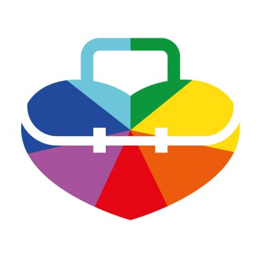 Rainbow Ray Heart Case Flat Vector Icon for Printing Anticlockwise F