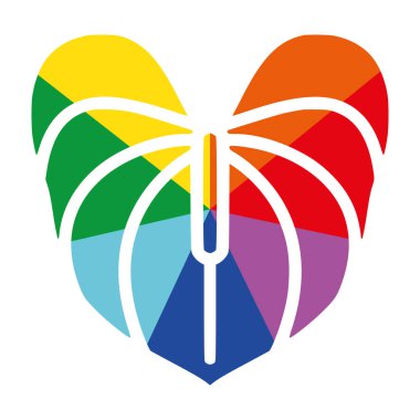 Saat Yönünün Tersine Yazdırmak için Gökkuşağı Ray Flower Anthurium Düz Vektör Simgesi