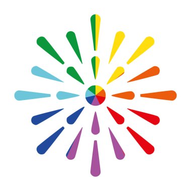 Saat Yönünün Tersine Yazdırmak için Gökkuşağı Ray Flower Aster Düz Vektör Simgesi