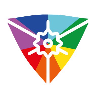 Saat Yönünün Tersine Yazdırmak için Gökkuşağı Ray Çiçeği Bougainvillea Düz Vektör Simgesi