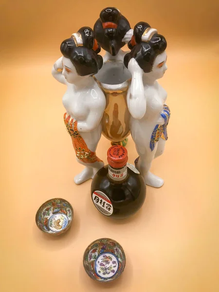 TOKYO , JAPAN/FEBRUARY 2020 : Serving japanese Sake 
