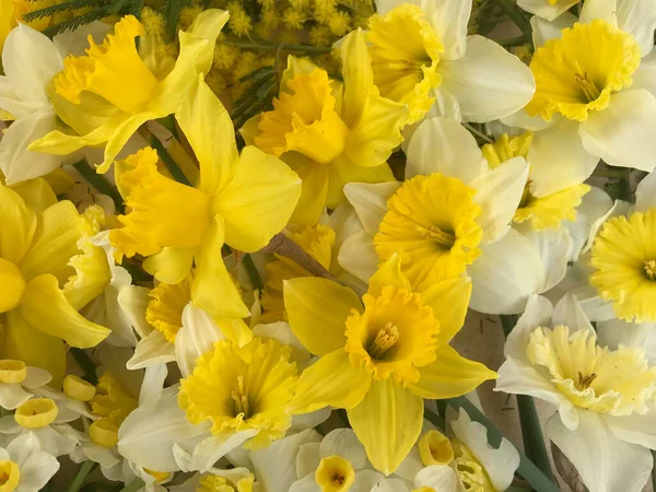 Hermoso Ramo Flores Amarillas Para Día Mujer —  Fotos de Stock