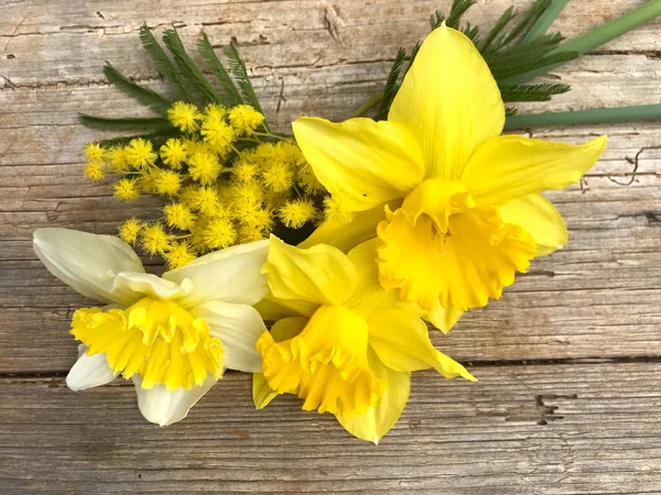 Piękny Bukiet Żółtych Kwiatów Dzień Kobiet — Zdjęcie stockowe