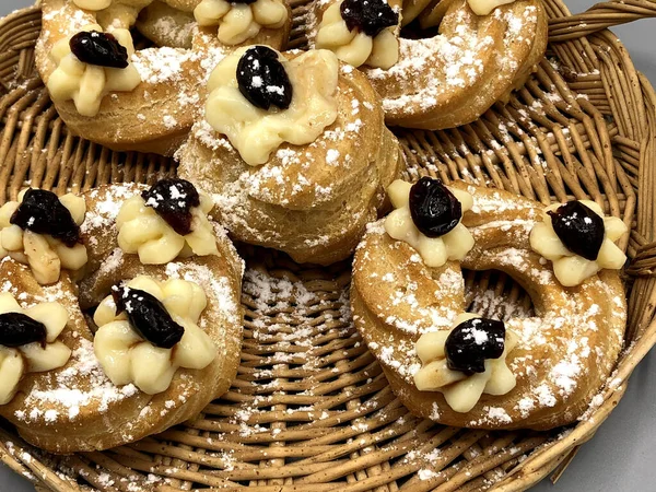Zeppole Traditional Pastry Celebrate Father Day Italy — Stock Photo, Image