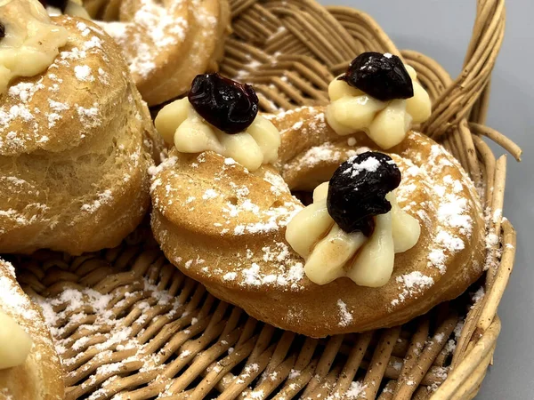 Zeppole Pasticceria Tradizionale Festeggiare Festa Del Papà Italia — Foto Stock