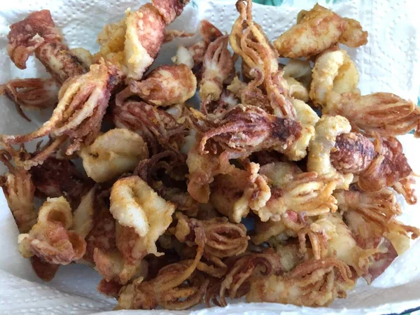 Squid Goreng Hidangan Tradisional Italia Selatan — Stok Foto