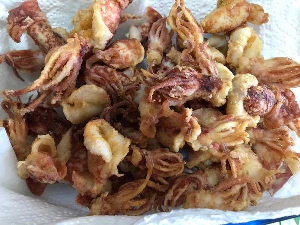 Squid Goreng Hidangan Tradisional Italia Selatan — Stok Foto