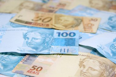 Brezilya parası yakın plan görüntüsü 