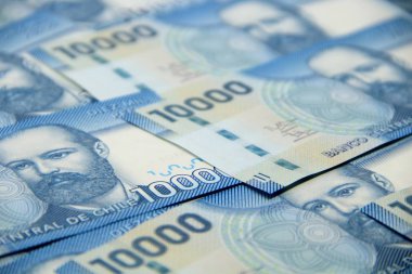 Şili pezosu banknotları, yakın plan para