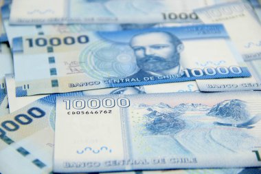 Şili pezosu banknotları, yakın plan para