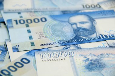 Şili pezosu banknotları, yakın plan para