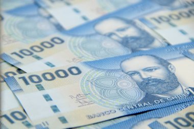 Şili pezosu banknotları, yakın plan para