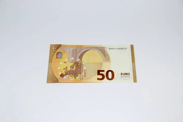 Euro Banknote Auf Weißem Hintergrund — Stockfoto