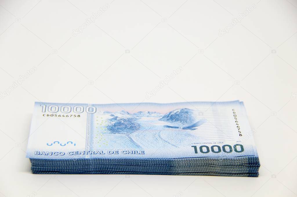 Chilean peso banknotes, money close-up view