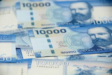 Şili pezosu banknotları, yakın plan para