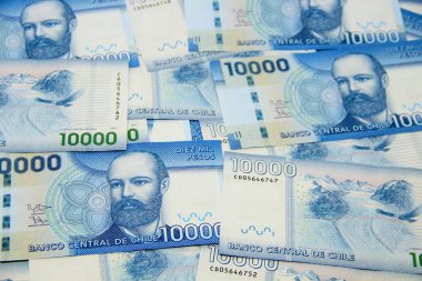 Şili pezosu banknotları, yakın plan para