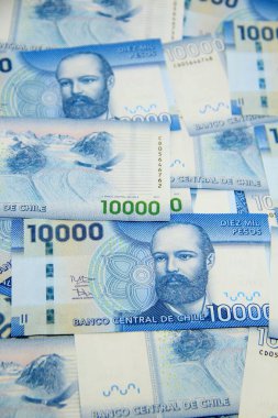 Şili pezosu banknotları, yakın plan para