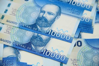 Şili pezosu banknotları, yakın plan para
