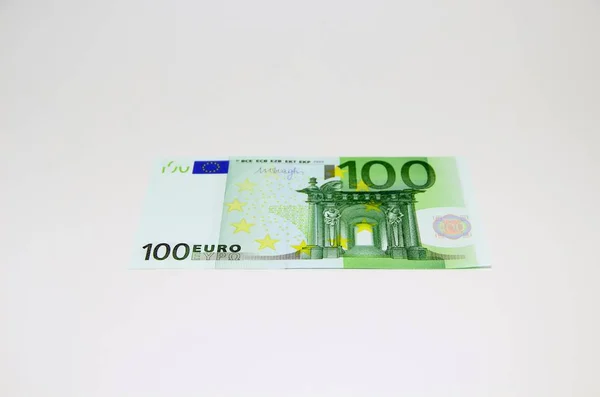 Nota Euro Sobre Fundo Branco — Fotografia de Stock