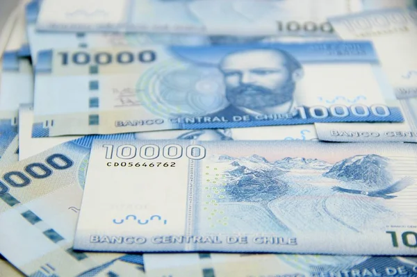 Notas Peso Chilenas Vista Close Dinheiro — Fotografia de Stock