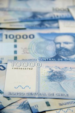 Şili pezosu banknotları, yakın plan para