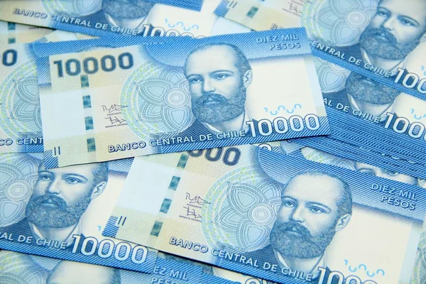 Chilijskie Banknoty Peso Widok Bliska Pieniądze — Zdjęcie stockowe