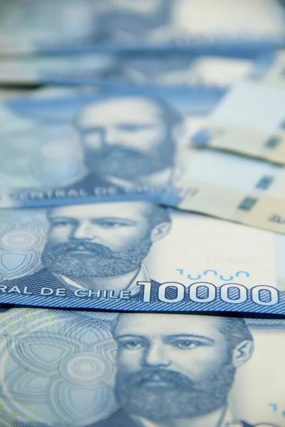 Billetes Peso Chileno Vista Primer Plano Del Dinero —  Fotos de Stock