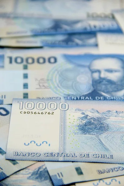 Billetes Peso Chileno Vista Primer Plano Del Dinero —  Fotos de Stock