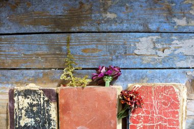 ahşap zemin üzerinde eski kitaplar