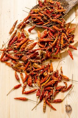 Kurutulmuş biber arka plan. Tay gıda baharat.