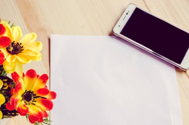 Ofis resepsiyon masası malzemeleri ile. kopya alanı için görünümü